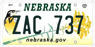 NE license plate ZAC737
