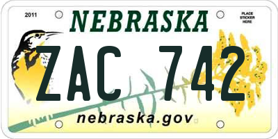 NE license plate ZAC742