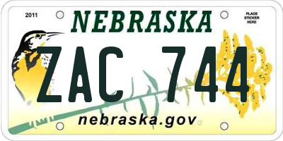 NE license plate ZAC744