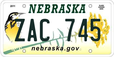 NE license plate ZAC745