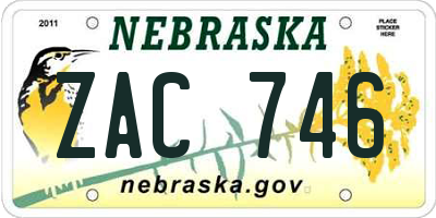 NE license plate ZAC746