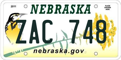 NE license plate ZAC748