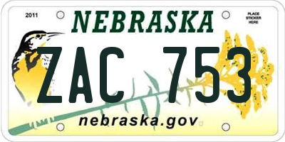 NE license plate ZAC753