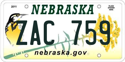 NE license plate ZAC759