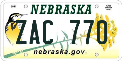 NE license plate ZAC770