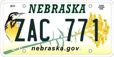 NE license plate ZAC771