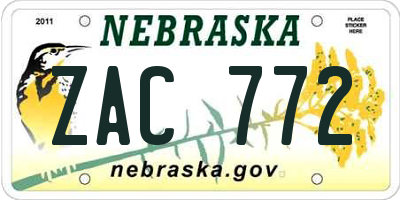 NE license plate ZAC772