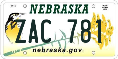 NE license plate ZAC781