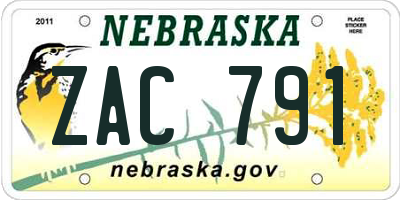 NE license plate ZAC791