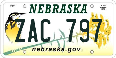 NE license plate ZAC797