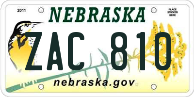 NE license plate ZAC810