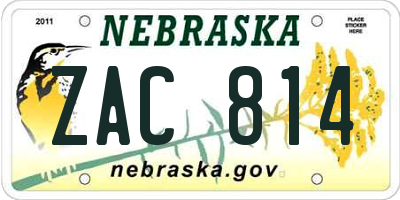 NE license plate ZAC814