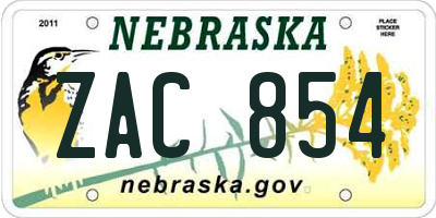NE license plate ZAC854