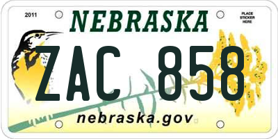 NE license plate ZAC858