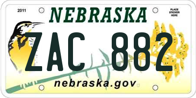 NE license plate ZAC882