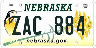 NE license plate ZAC884