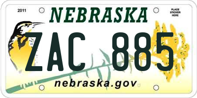 NE license plate ZAC885