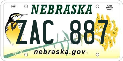 NE license plate ZAC887