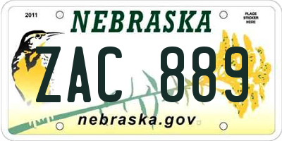 NE license plate ZAC889