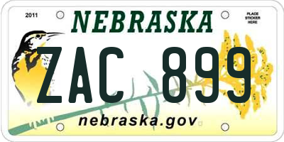 NE license plate ZAC899