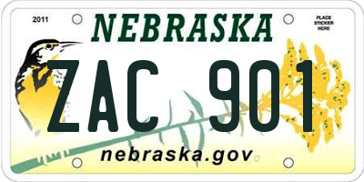 NE license plate ZAC901
