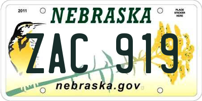 NE license plate ZAC919