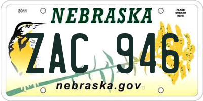 NE license plate ZAC946