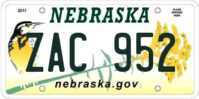 NE license plate ZAC952
