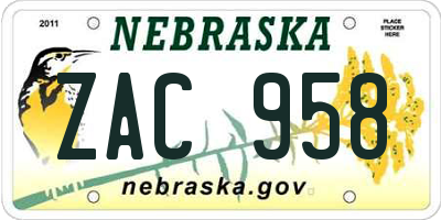 NE license plate ZAC958