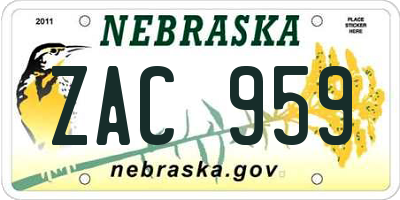 NE license plate ZAC959