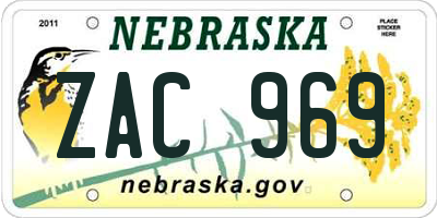 NE license plate ZAC969