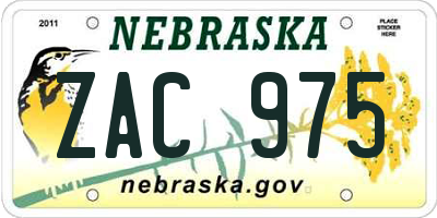 NE license plate ZAC975