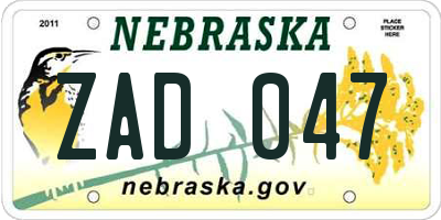NE license plate ZAD047