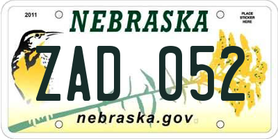 NE license plate ZAD052