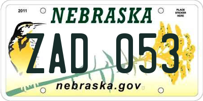 NE license plate ZAD053