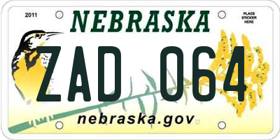 NE license plate ZAD064