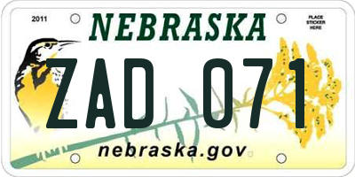 NE license plate ZAD071