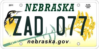 NE license plate ZAD077