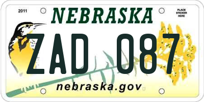 NE license plate ZAD087