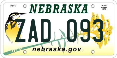 NE license plate ZAD093