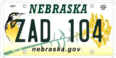NE license plate ZAD104