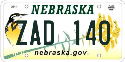 NE license plate ZAD140