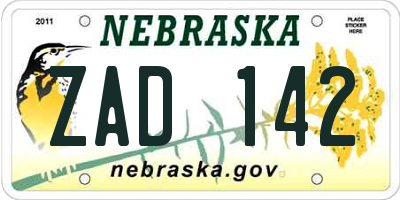 NE license plate ZAD142