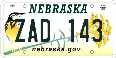 NE license plate ZAD143