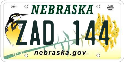 NE license plate ZAD144