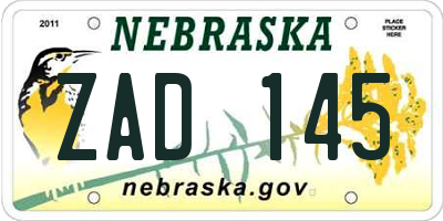 NE license plate ZAD145