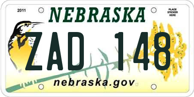 NE license plate ZAD148