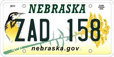 NE license plate ZAD158
