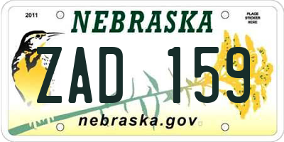 NE license plate ZAD159