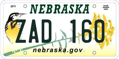 NE license plate ZAD160